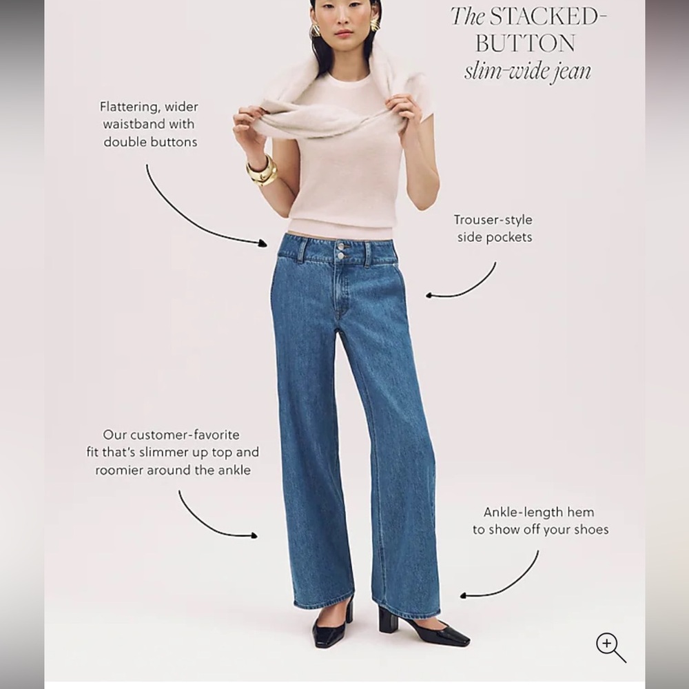 J crew White High-Waisted slim wide leg Jeans - Picture 5 of 8